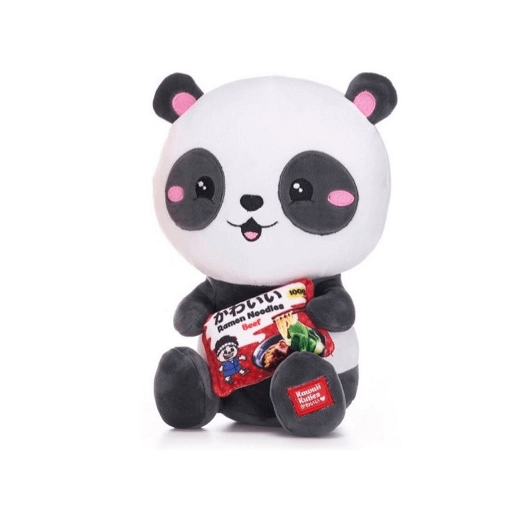 Panda knuffel met noodles 24cm zwart wit Kawaii Japanse knuffel